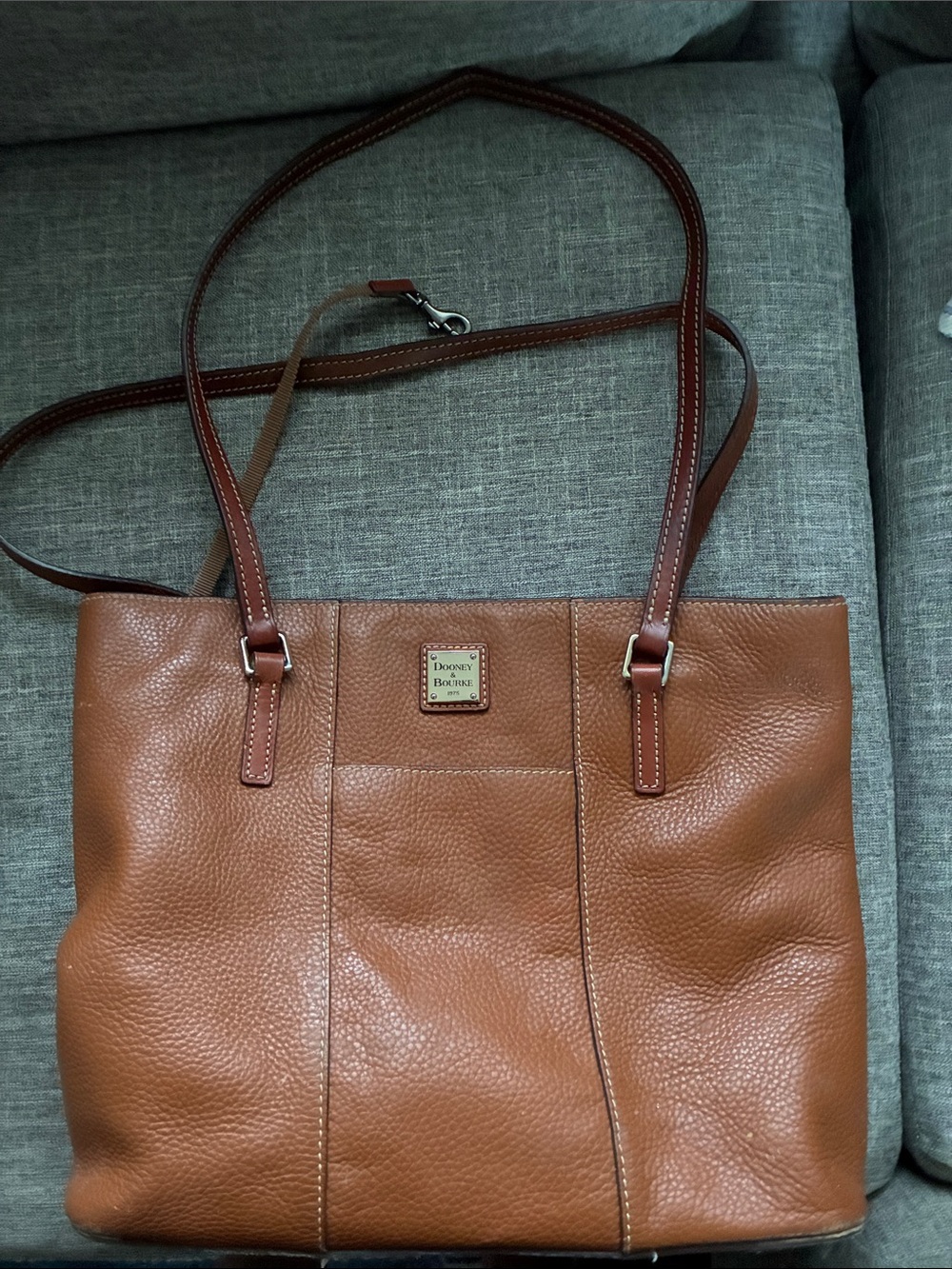 Dooney & Bourke Tan Pebbled Leather Tote with Double Straps